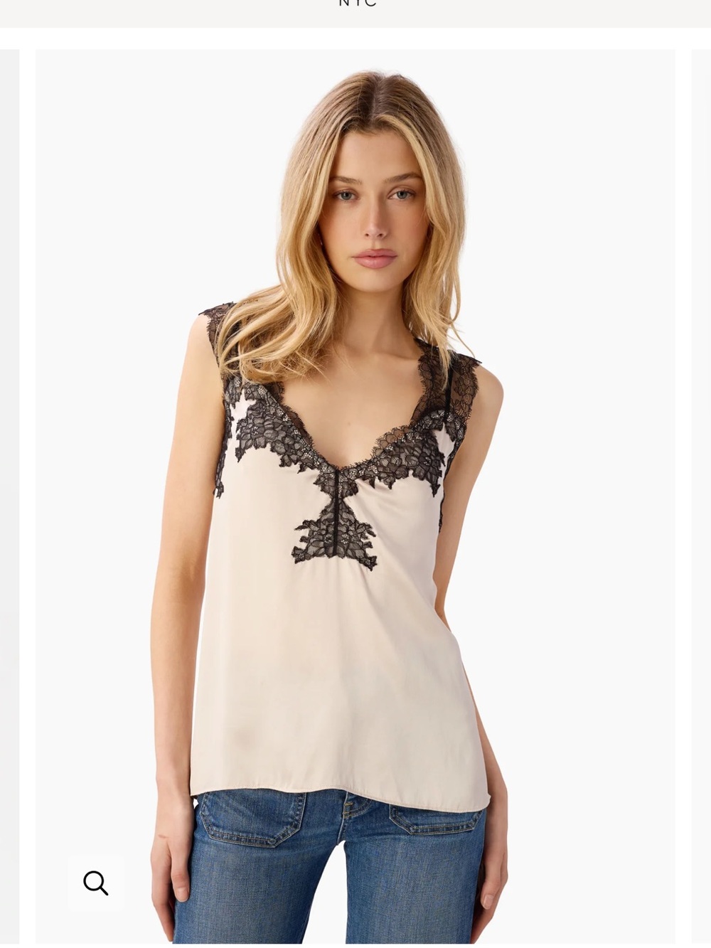 Cami NYC Nude Satin Camisole with Black Lace